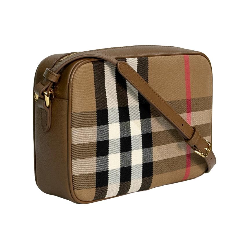 BURBERRY House Check Brown Camera Crossbody Bag