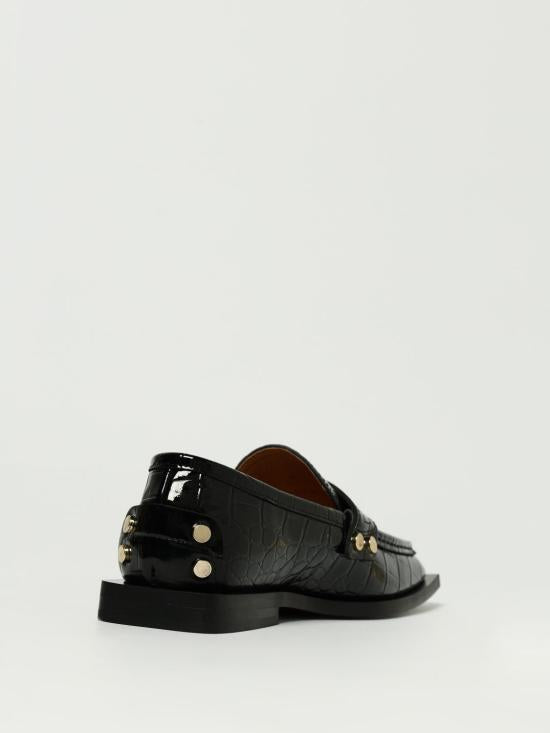 GANNI Black Leather Loafers S3014 099