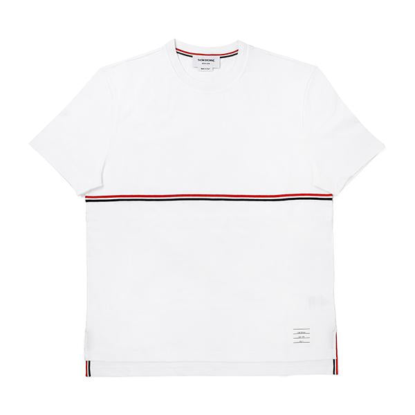 THOM BROWNE White Cotton Short Sleeve T-Shirt for Men