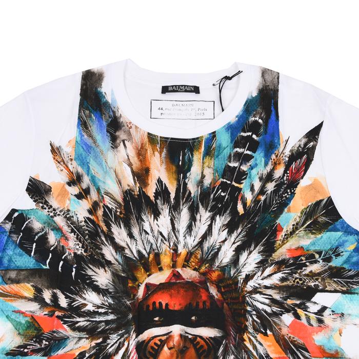 Balmain Indian Print Short Sleeve T-Shirt Women White