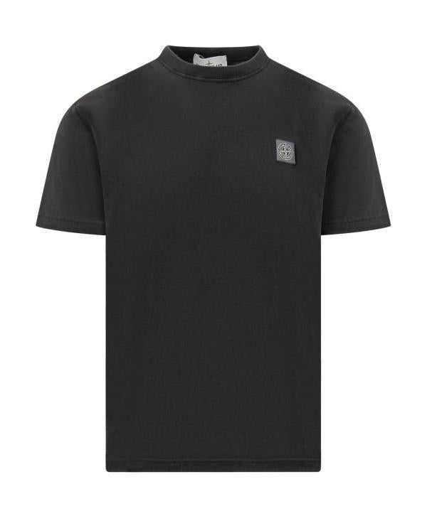 STONE ISLAND FISSATO Effect Cotton Jersey T-Shirt Black Men