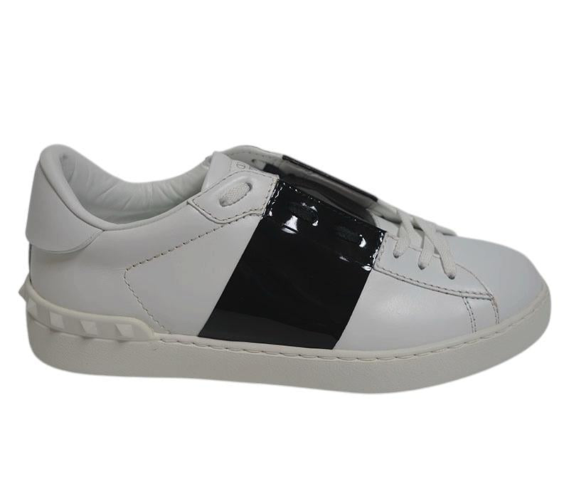 VALENTINO White Patent Black Hidden Low-Top Sneakers