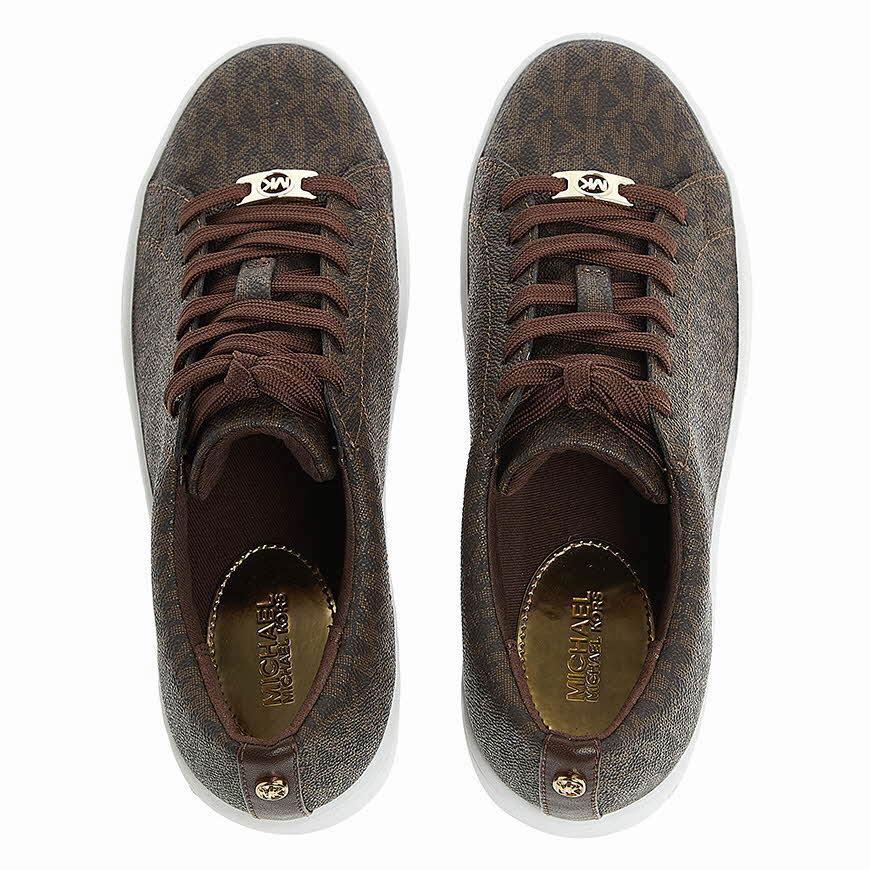 Michael Kors Keaton Lace-Up Sneakers Brown Monogram Low-Top Women’s