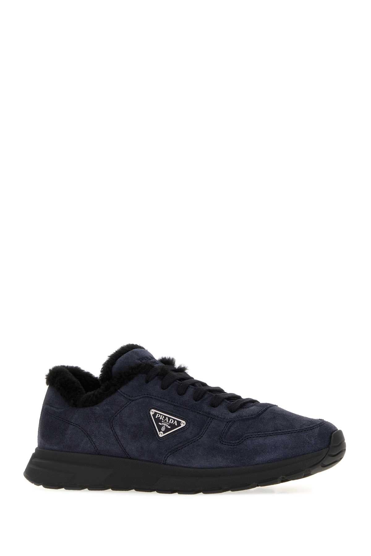 PRADA Black Leather Low-Top Sneakers