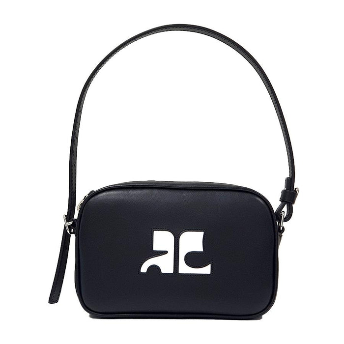 courreges Slim Leather Shoulder Camera Bag Black 124GSA092CR0027