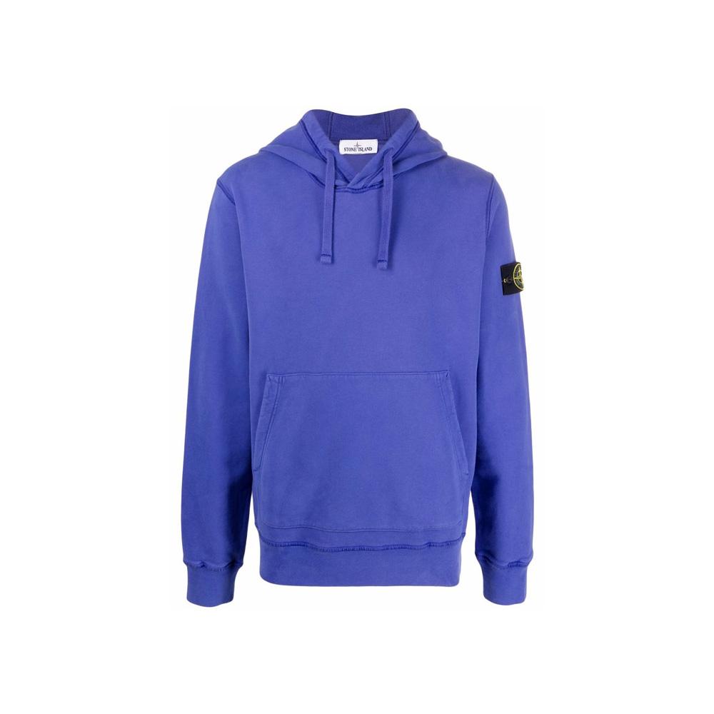 STONE ISLAND Blue Purple Fleece Lined Logo Patch Hoodie 751564120 V0043