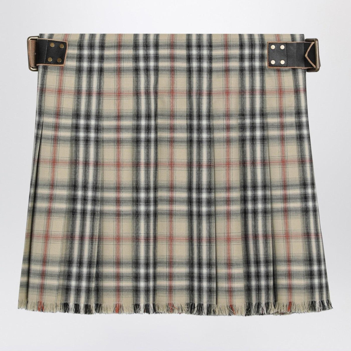 BURBERRY Beige Check Wool Mini Skirt