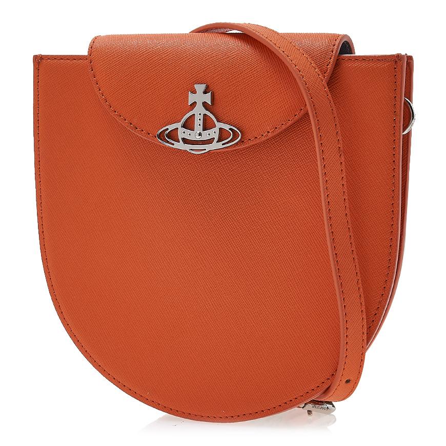 Vivienne Westwood Saffiano Half Moon Saddle Crossbody Bag Women Navy