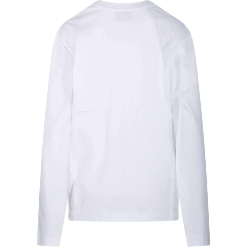 AMI Heart Logo White Long Sleeve T-Shirt Unisex Cotton