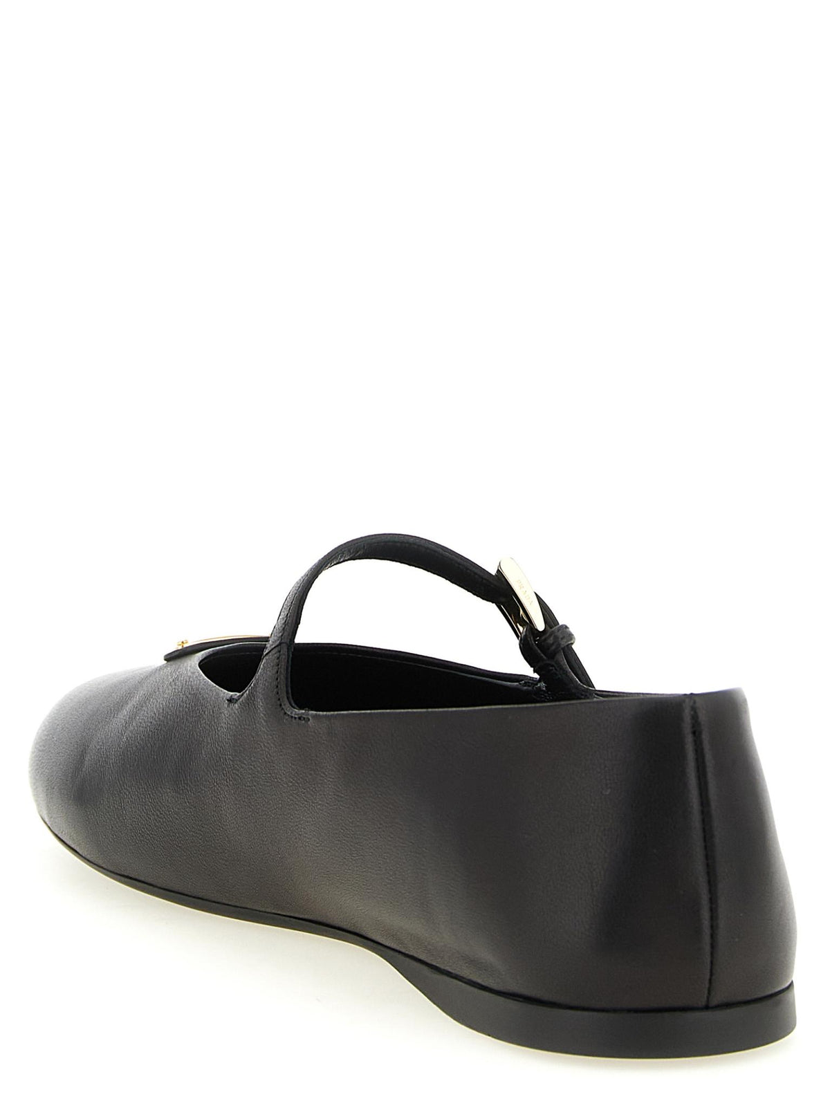 PRADA Black Leather Flat Shoes