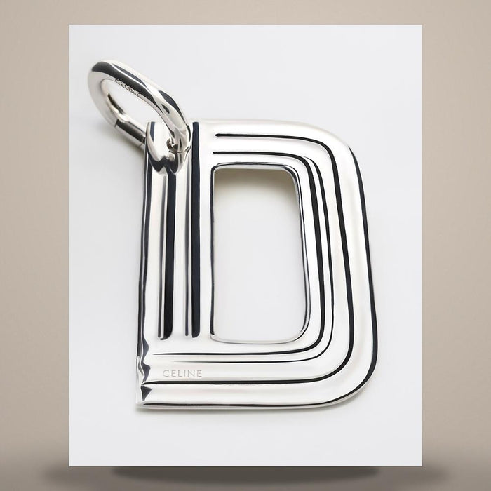 CELINE Alphabet Charm H Rhodium-Finish Brass Silver Keyring B10F94V67 36SI