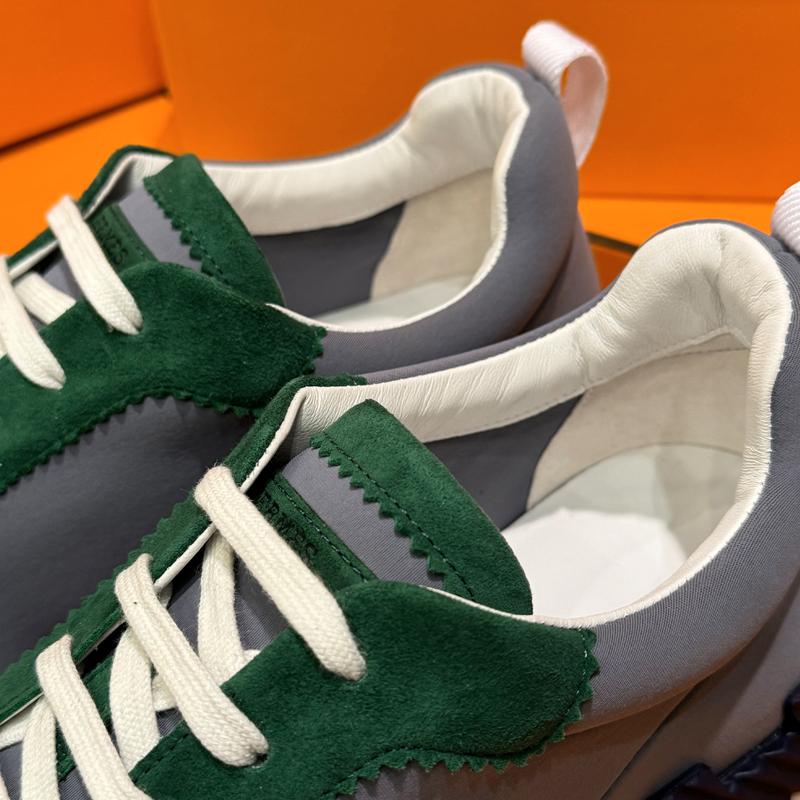 HERMES Sky Blue/Black Bouncing Technical Goatskin Low-Top Sneakers