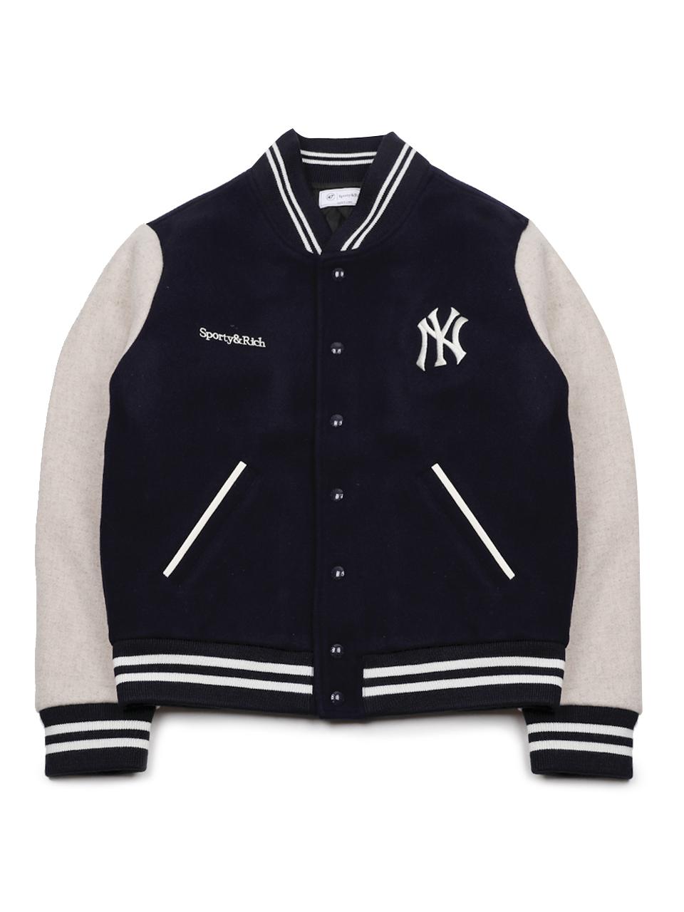 SPORTY&RICH Yankees Curve Wool Varsity Jacket OW007610675 BL124