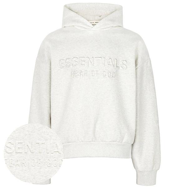 Fear of God Oatmeal Heather Essentials Classic Embossed Hoodie Swea 192HO256212F