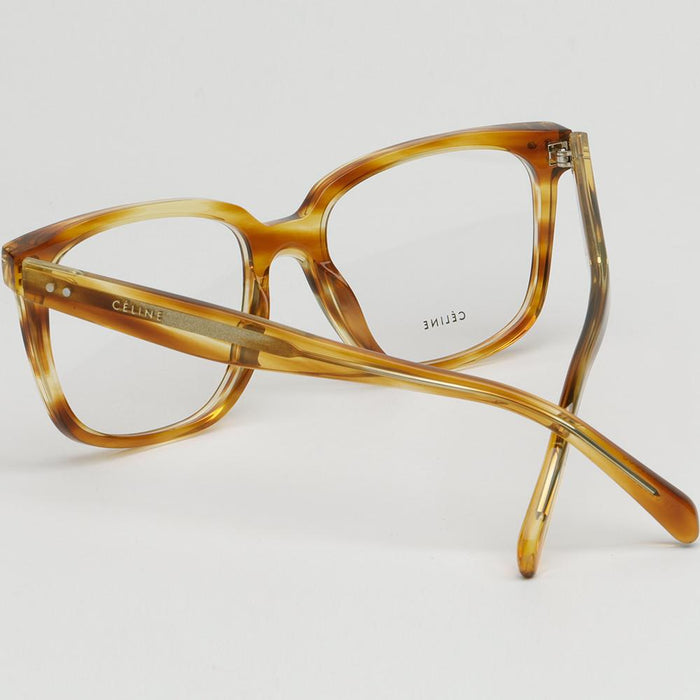 CELINE Light Havana Square Acetate Eyeglass Frames Unisex CL50020I 056