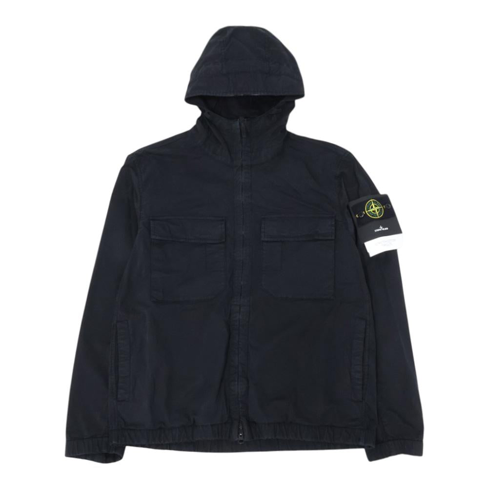 STONE ISLAND Badge Patch Men's Jacket Black Cotton Zip-Up