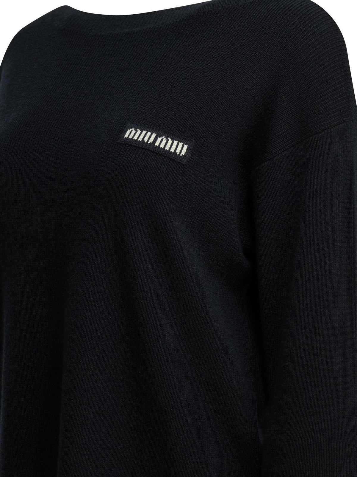 Miu Miu Wool Round Neck Knit Sweater Beige Women