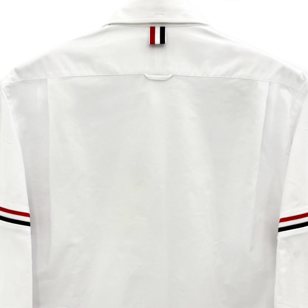 THOM BROWNE Oxford Shirt with Arm Stripe Detail Long Sleeve White