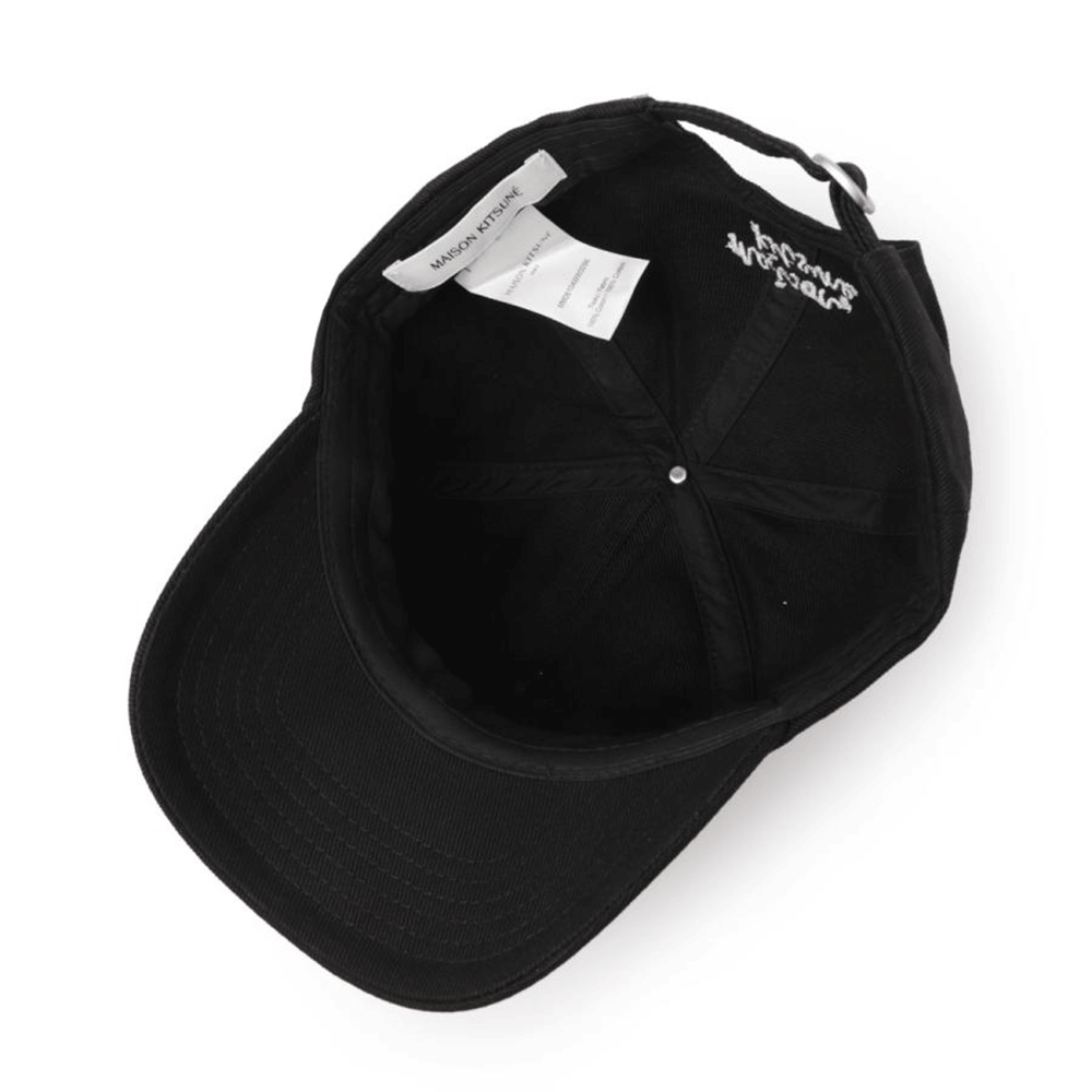 Maison Kitsune Large Fox Logo Unisex Cotton Baseball Cap Bla MM06103 WW0096 P199