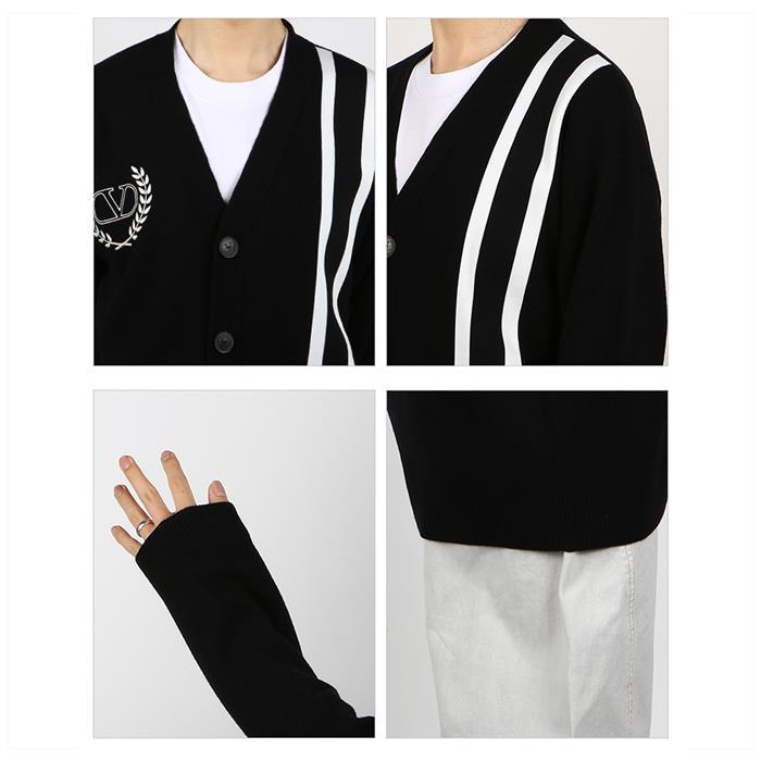 VALENTINO Crest Cardigan Black Men’s Knit Sweater