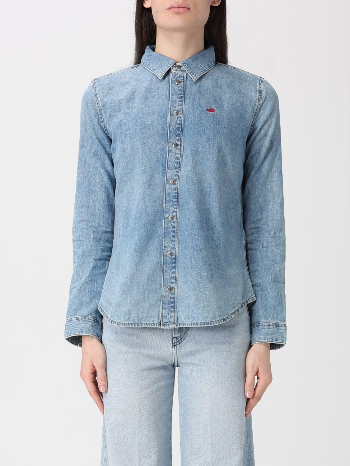 DIESEL Long Sleeve Button-Up Shirt Women’s White Cotton