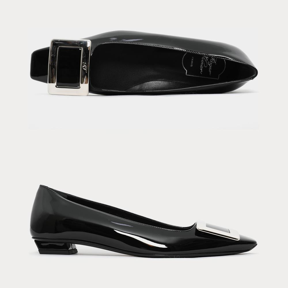 Roger Vivier Metal Buckle Patent Leather Ballerina Flats Wome RVW00700920D1PB999