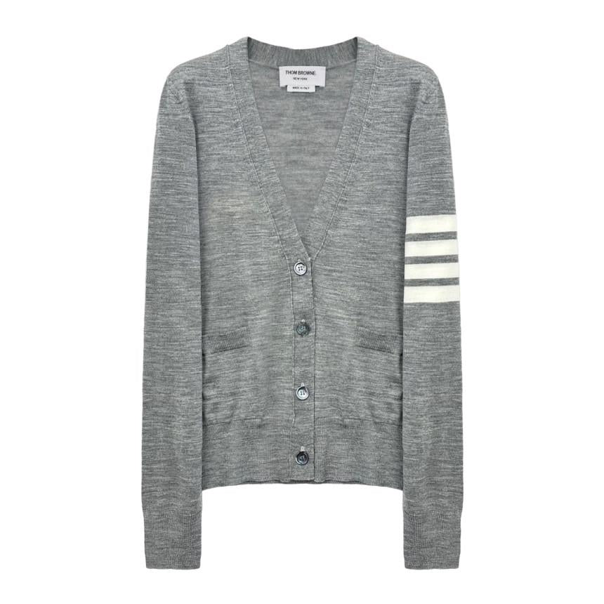 THOM BROWNE 4-Bar Armband Women’s Wool Cardigan Gray