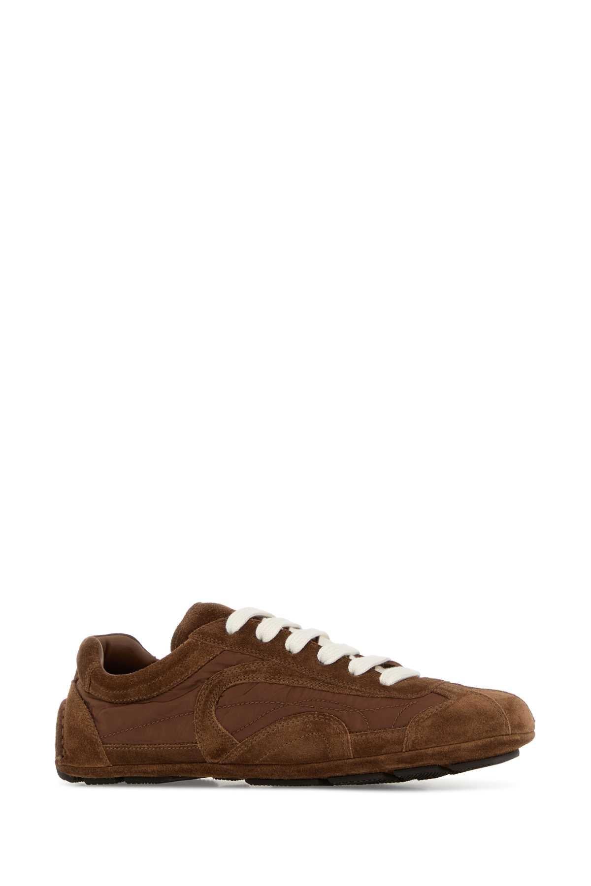 PRADA White Leather Low-Top Sneakers