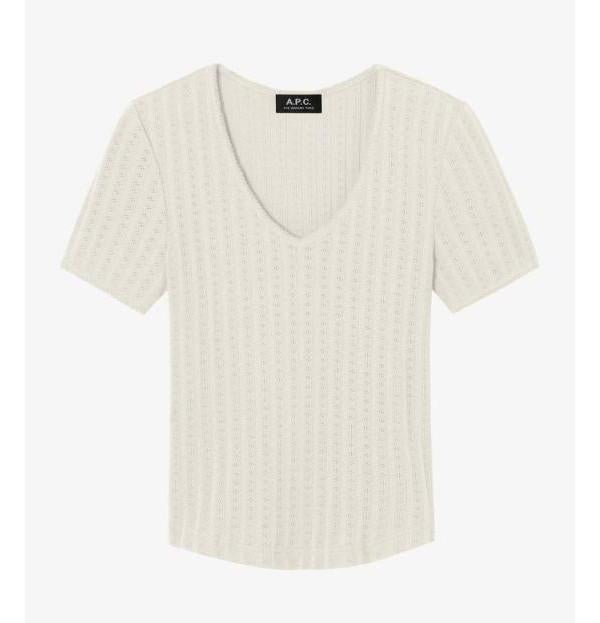 A.P.C. Livia Short Sleeve T-Shirt Beige Cotton