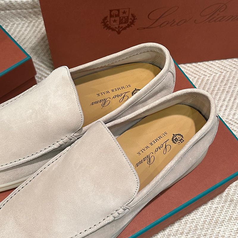 Loro Piana Men’s Suede Classic Moccasin Loafers Beige