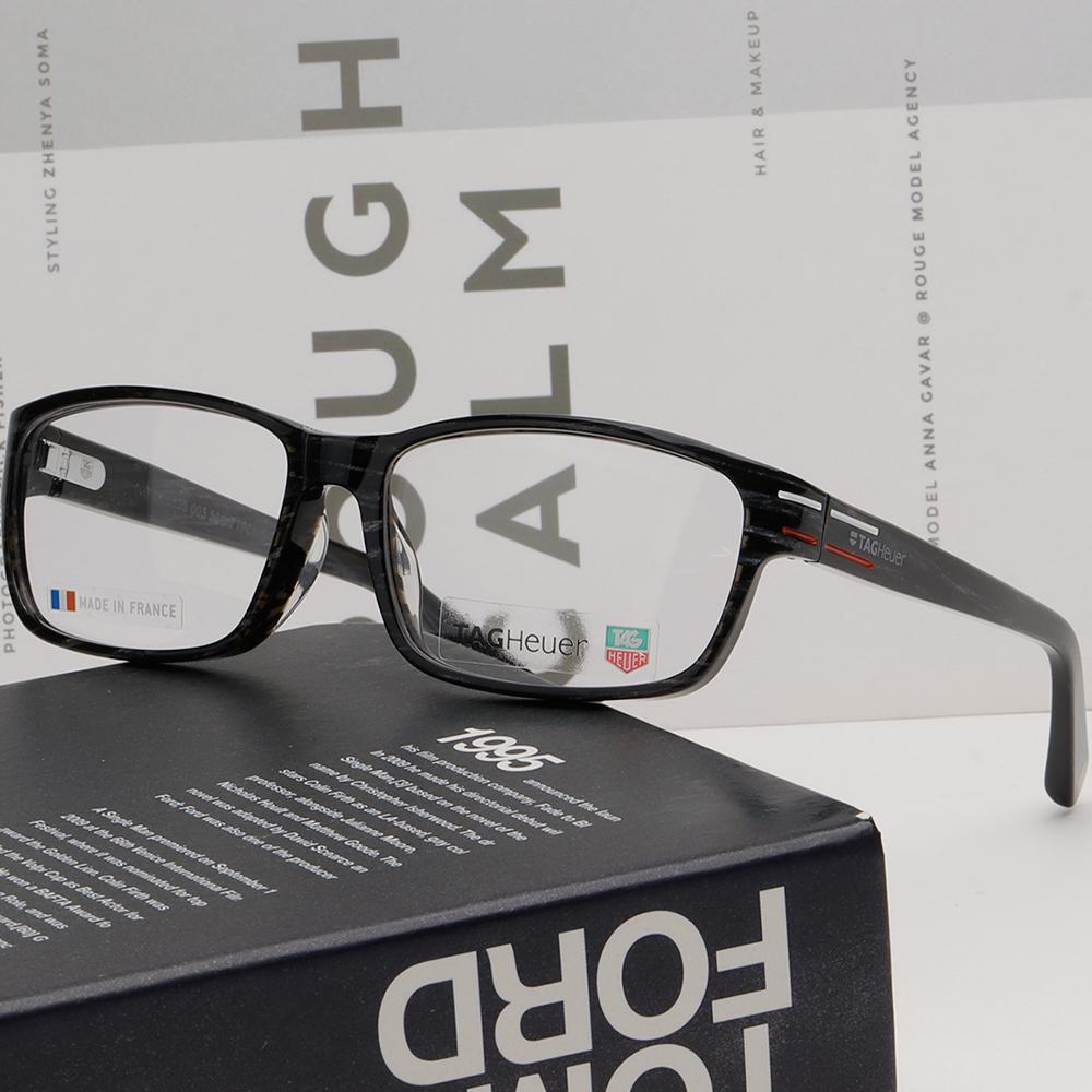 Tag Heuer Black Square Acetate Eyeglass Frame Unisex TH0535 003