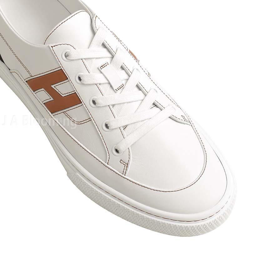 HERMES Deep Leather Low Top Sneakers White Unisex H251837ZHA3420