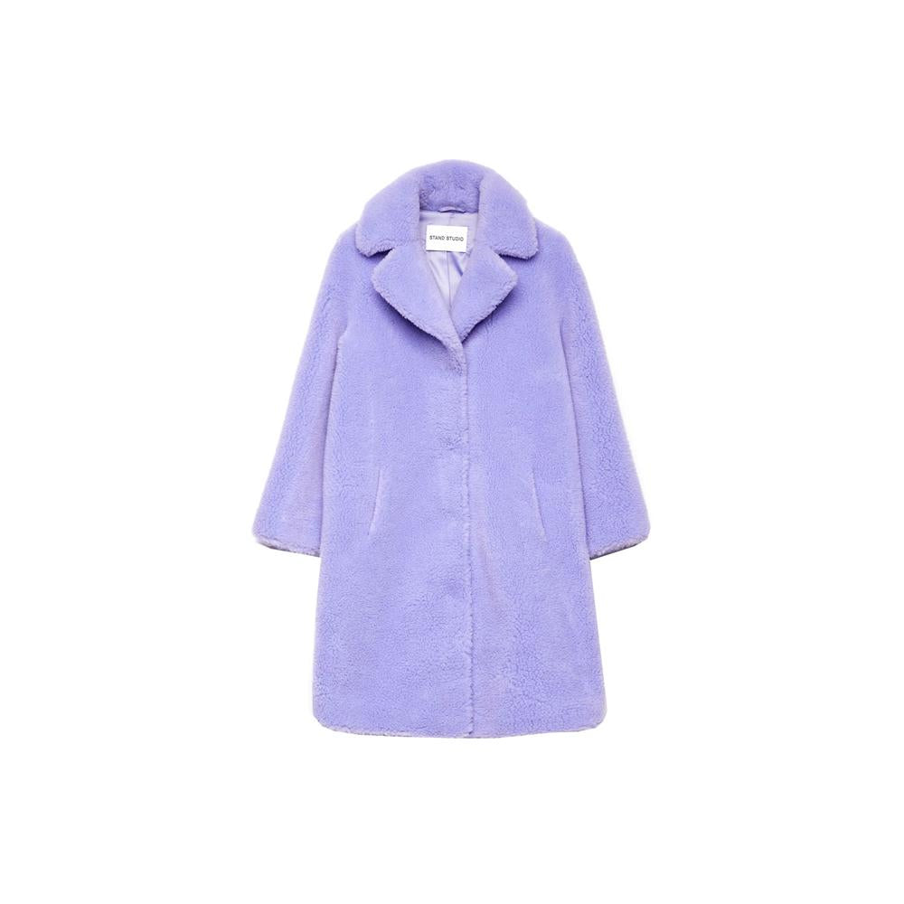 STAND STUDIO Light Lilac Faux Fur Teddy Cocoon Coat 61303 9040 74000