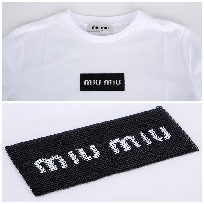 Miu Miu Cotton Jersey Short Sleeve T-Shirt MJN495 14AT F0009
