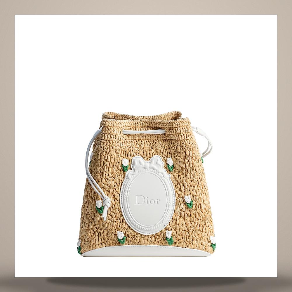 DIOR Dioriviera Blooming Mini Raffia Bucket Bag Multicolor Floral S2627OEHJ M933