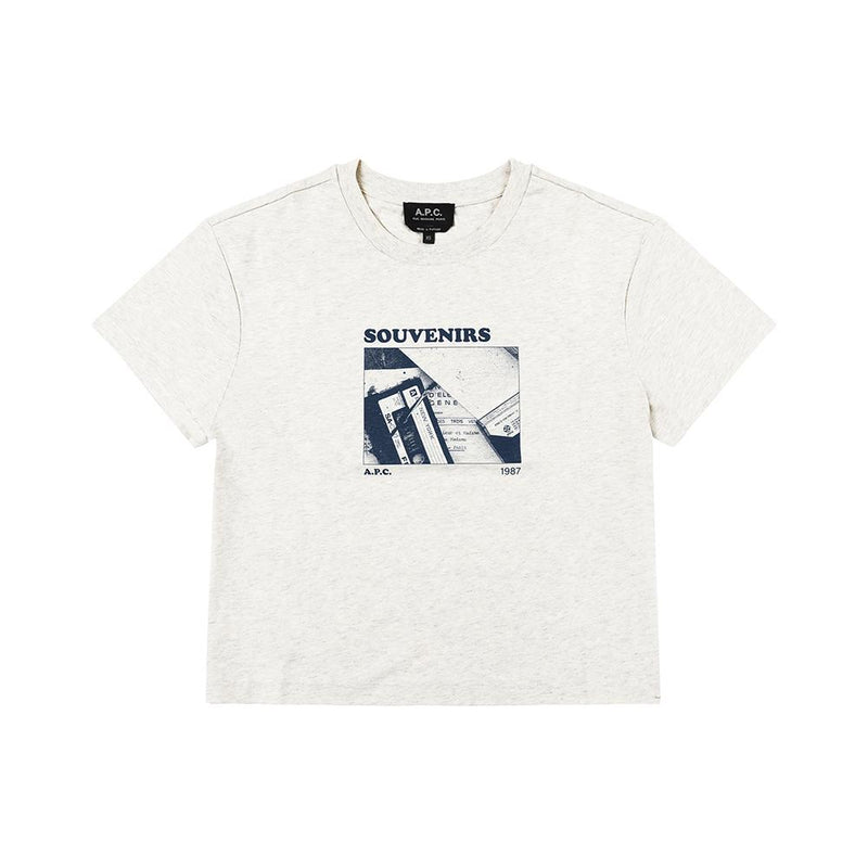 A.P.C. Cassette Graphic Short Sleeve Women’s T-Shirt F26436 PAA HEATHERED ECRU
