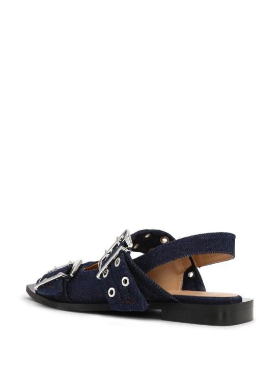 GANNI Leather Flat Shoes S2797642 DARK NAVY DOM