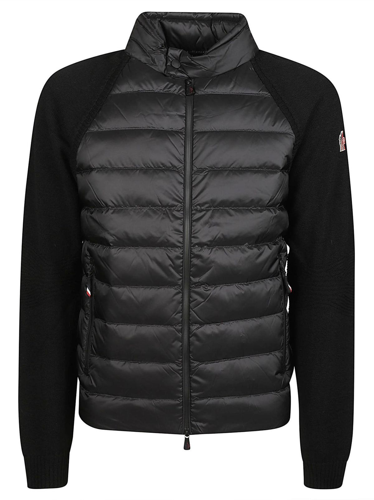 Moncler Black Wool Zip-Up Knit Jacket