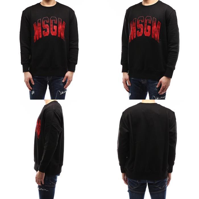 MSGM Men’s Black Big Logo Print Sweatshirt 2841MDM201