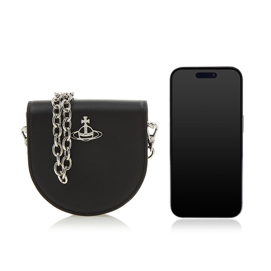 Vivienne Westwood Smooth Leather Nano Saddle Crossbody Bag Black