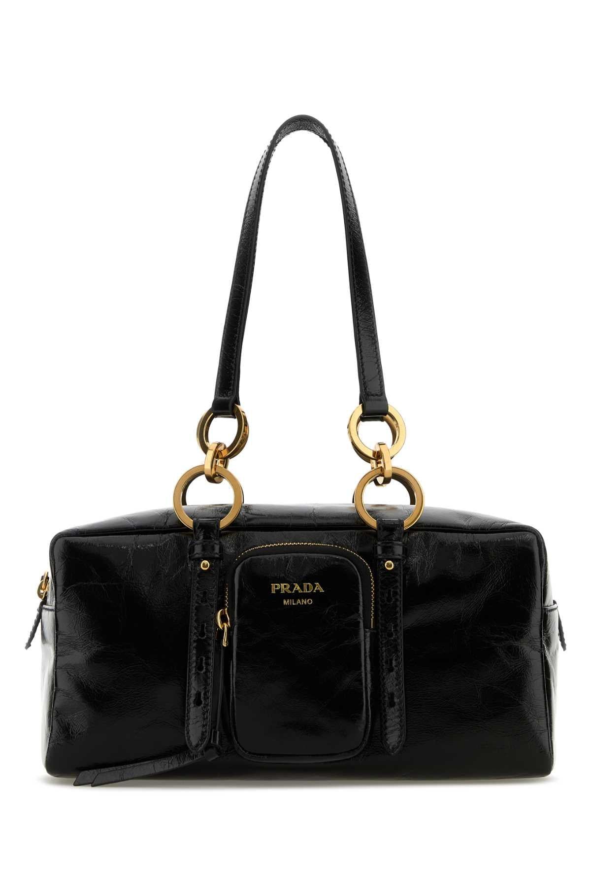 PRADA Black Leather Shoulder Bag