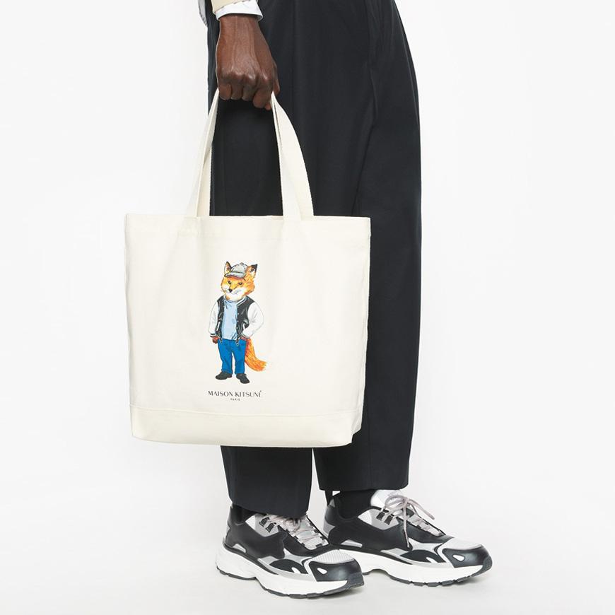 Maison Kitsune Dressed Fox Canvas Tote Bag Beige Unisex PM05107 WW9042 P700