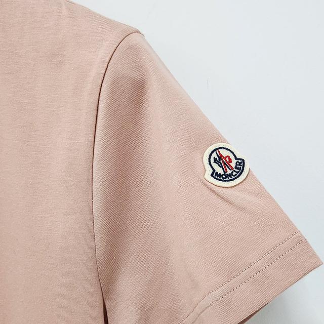 Moncler Logo Patch Cotton Jersey Short Sleeve T-Shirt Light Pink