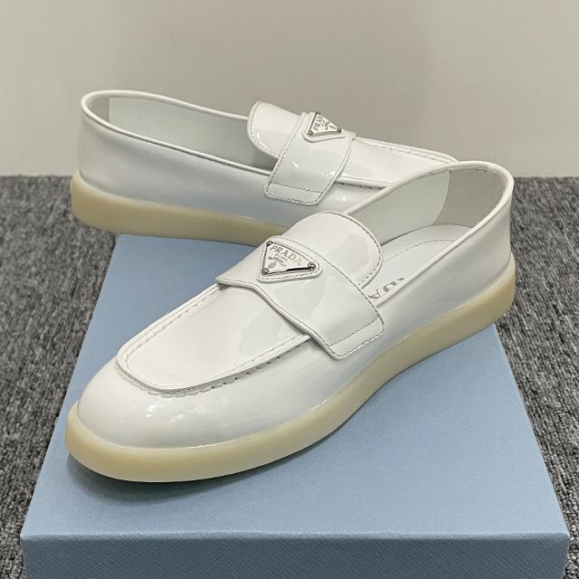 PRADA Women's Patent Leather Triangle Logo Loafers 1D222N 069 F0009