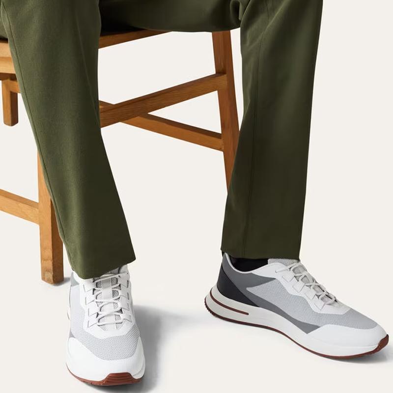 Loro Piana Gray Calfskin Suede Weekend Walk Low-Top Sneakers