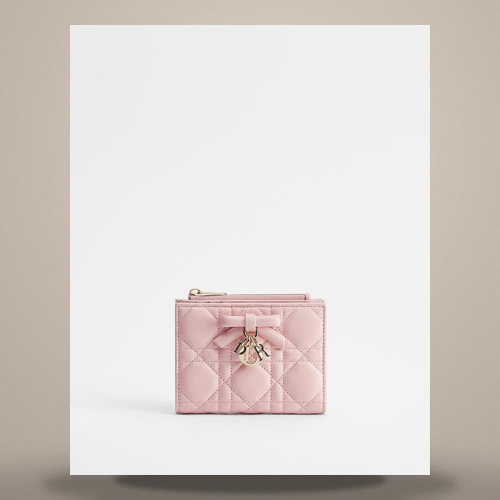 DIOR Lady Dior Cannage Dahlia Pink Lambskin Card Holder