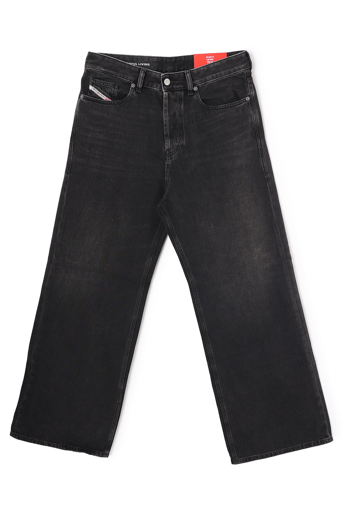DIESEL Loose Fit Wide Leg Black Denim Jeans for Men
