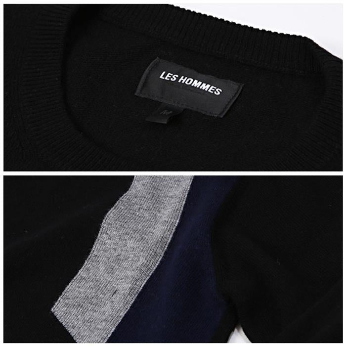 Les Hommes Shoulder Detail Crewneck Knit Sweater