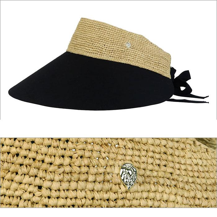 HELEN KAMINSKI Natural Black Raffia Rosalie Visor Sun Cap