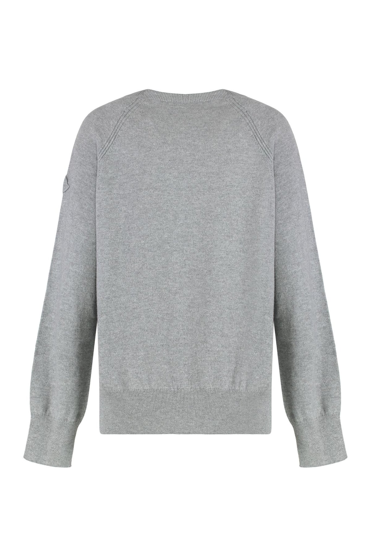 Moncler Wool Blend Round Neck Knit Sweater Ivory